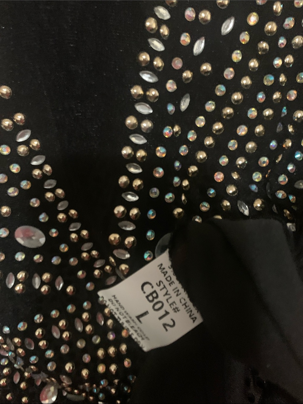 Black Long-Sleeve Studded Bodysuit Size Large - Picture 4 of 4
